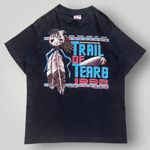 【USA製】90s SOF Tee モーターサイクル 半袖Tシャツ メンズ L 黒/BLACK ネイティブアメリカン アメリカ製 VINTAGE プリント イベント