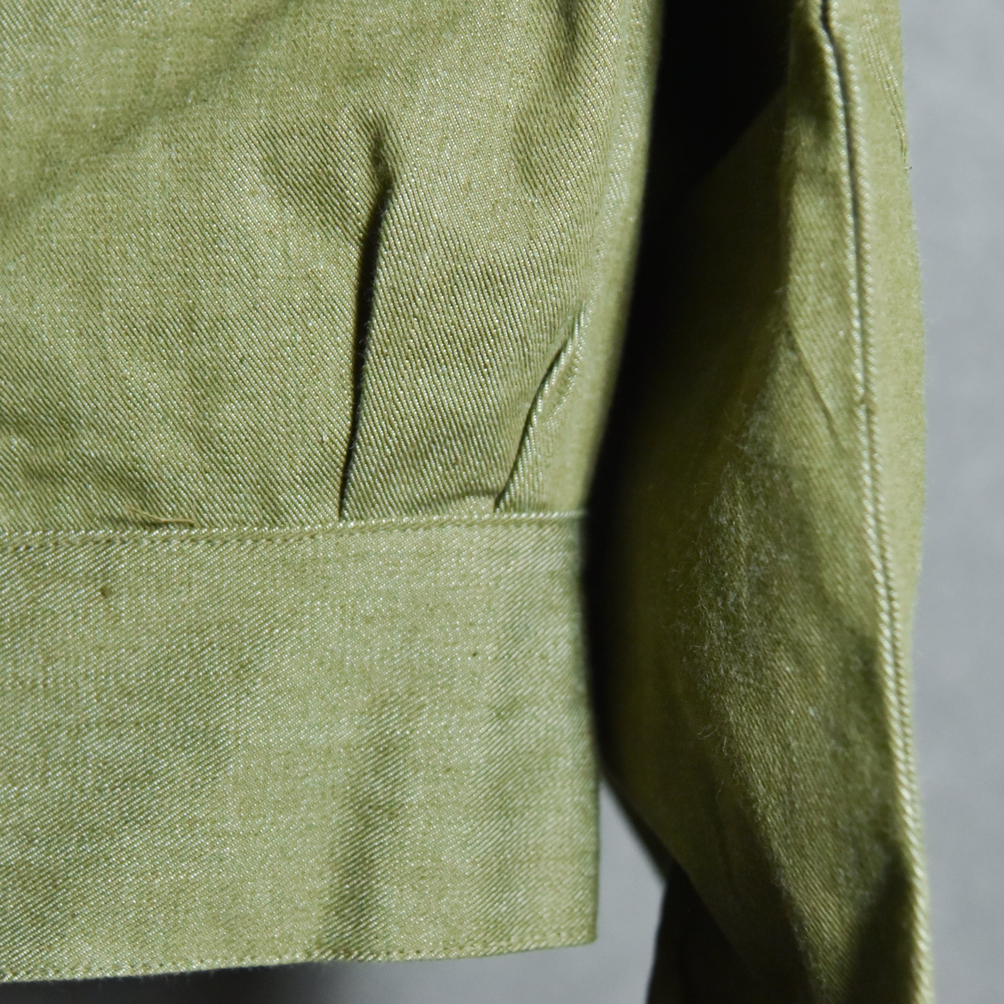 【DEAD STOCK】50s British Army Green Denim Battle Dress Jacket イギリス軍 グリーンデニム  バトルドレスジャケット