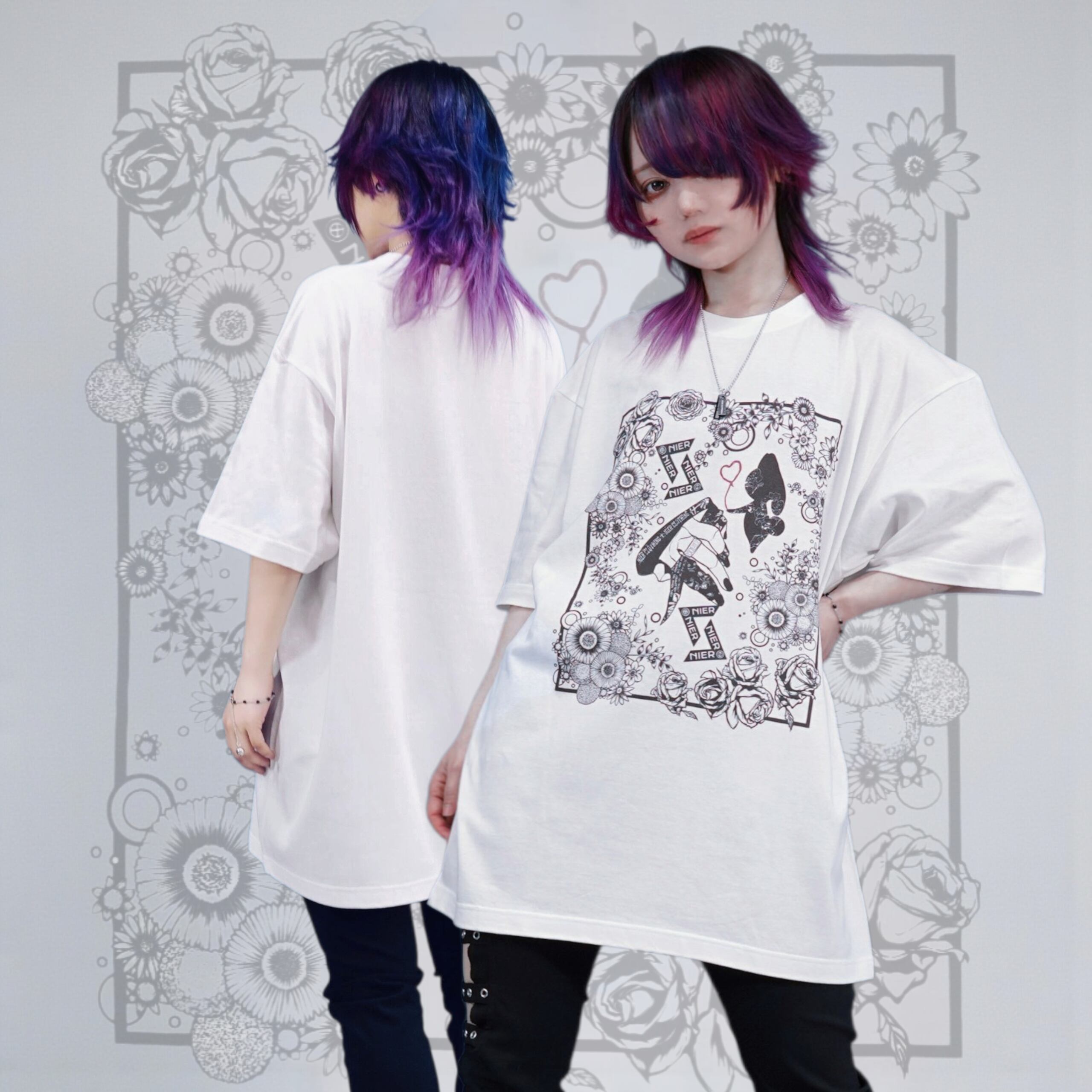 SLEEVE HALF UNISEX NieR ROSE Sleeve CUTSEWBACK CUTSEW | BACK ROSE 