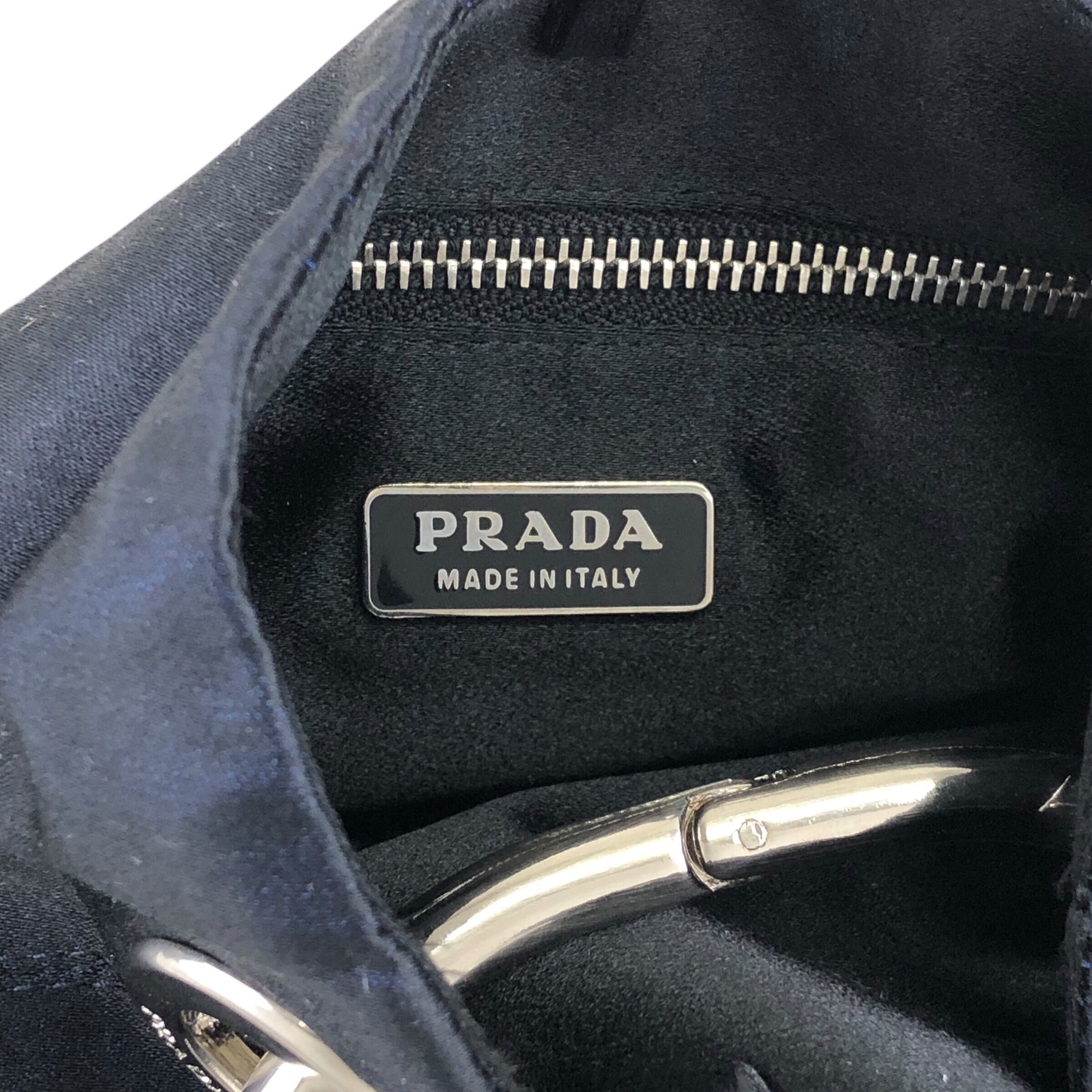 PRADA プラダ ハンドバッグ ブラック トライアングルロゴ サテン ミニ