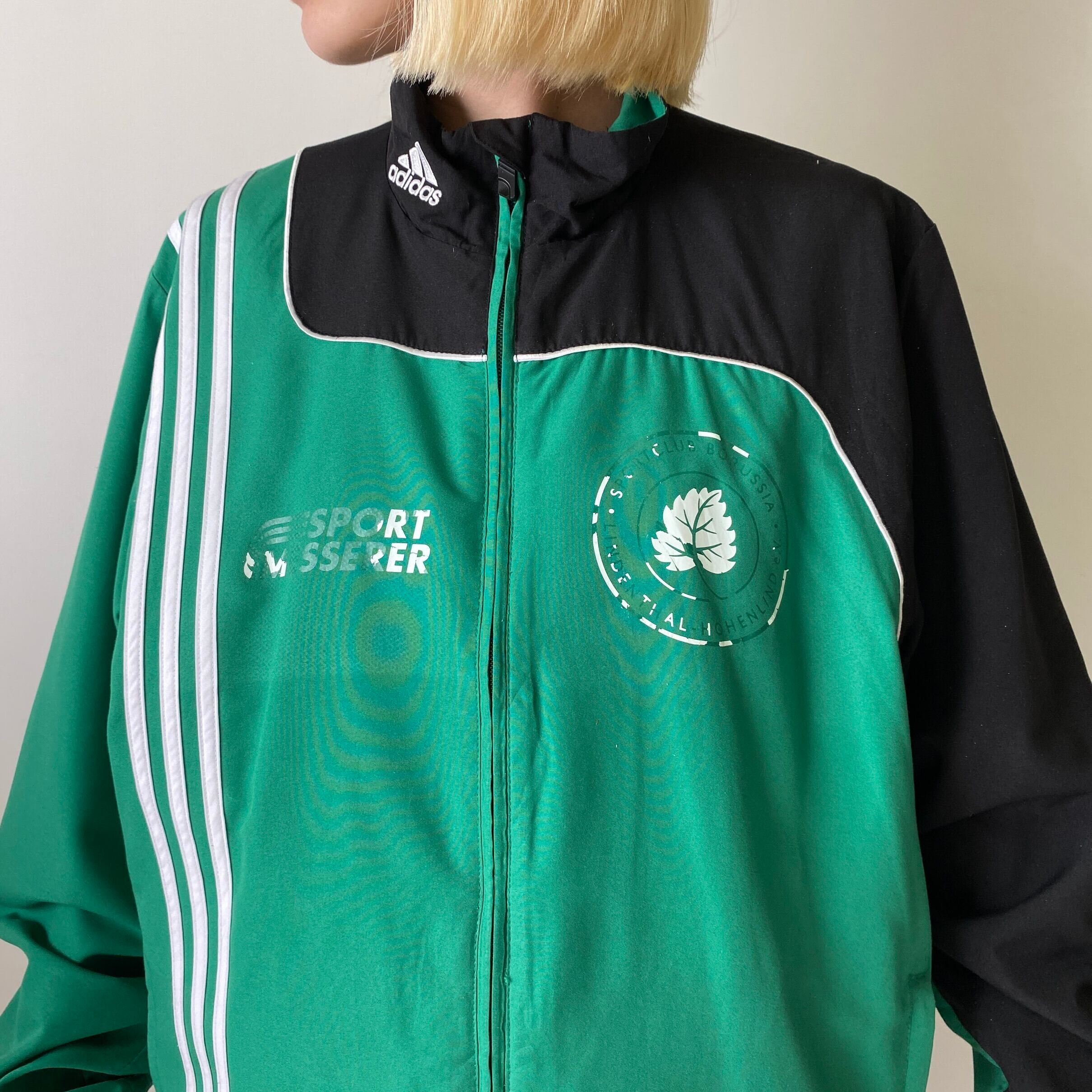 adidas　アディダス　トレフォイルプリントロゴ　ナイロンジャケット　L 古着 アディダス adidas トレフォイルプリントロゴ ナイロンジャケット 古着