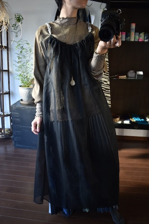 YUKI SHIMANE Sheer Cotton dress - BLACK