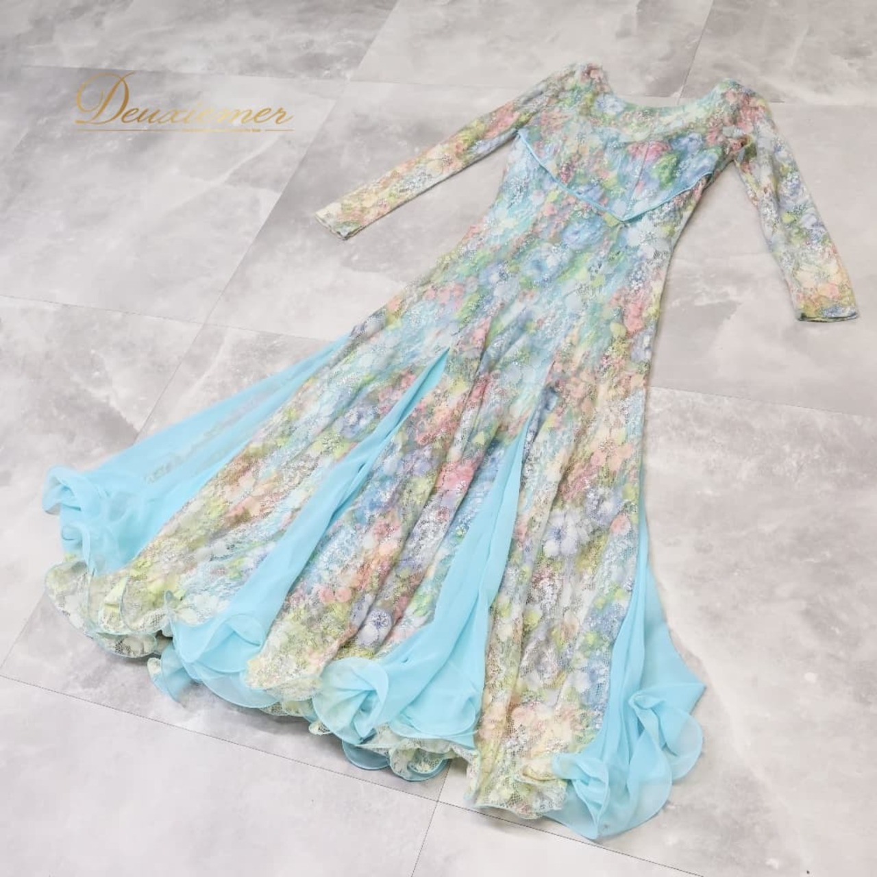 社交ダンス 衣装 Sekine セキネ 日本製 ドレス スタンダード ピンク系 ブルー系 イエロー系 ピンク 水色 黄色 パーティ 発表会 ダンス レース フリル 花柄 華やか パステルカラー フォーマル 舞台衣装 発表会衣装 ダンスパーティー