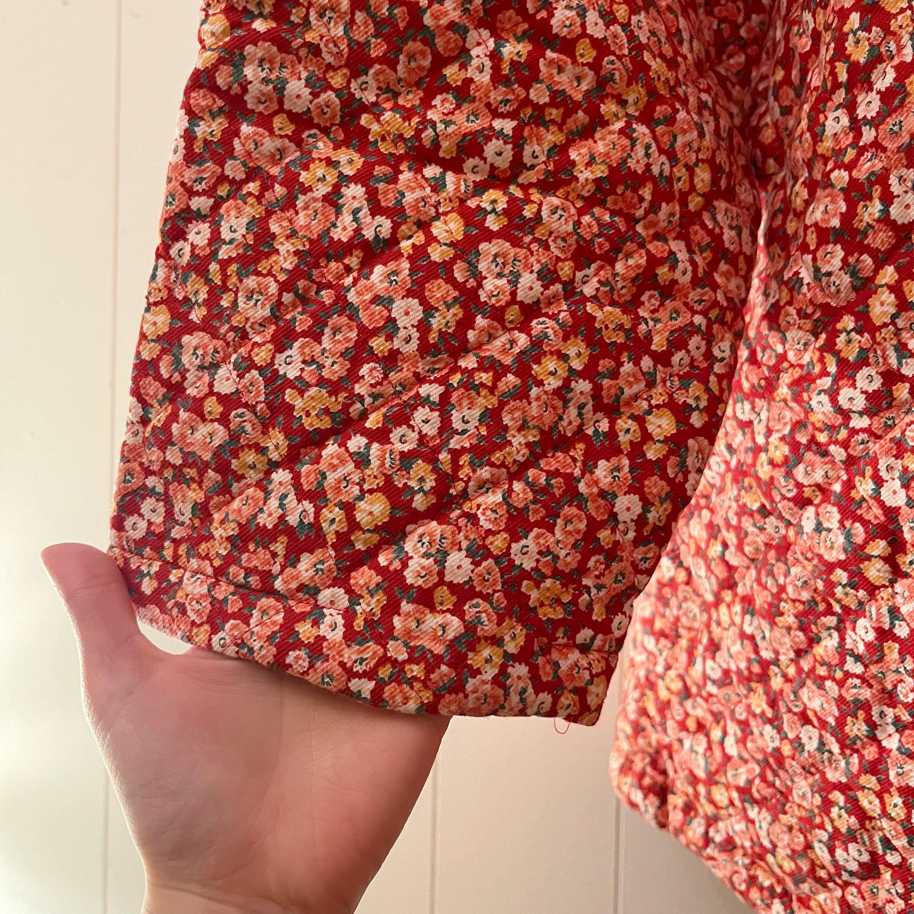 red flower quilting coat