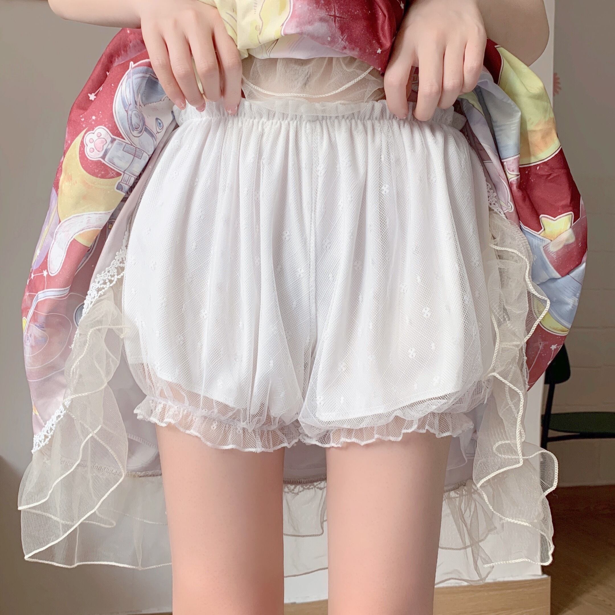 レース薄手レギンス パンツ ショーツ サマー 大人ガーリー スウィート キュート カジュアル 夏物 ブルマー 萌量不足93569587421