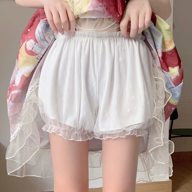 レース薄手レギンス パンツ ショーツ サマー 大人ガーリー スウィート キュート カジュアル 夏物 ブルマー 萌量不足93569587421