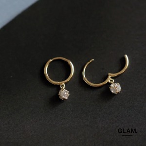 ジルコニアダイヤモンド シンプルフープピアス