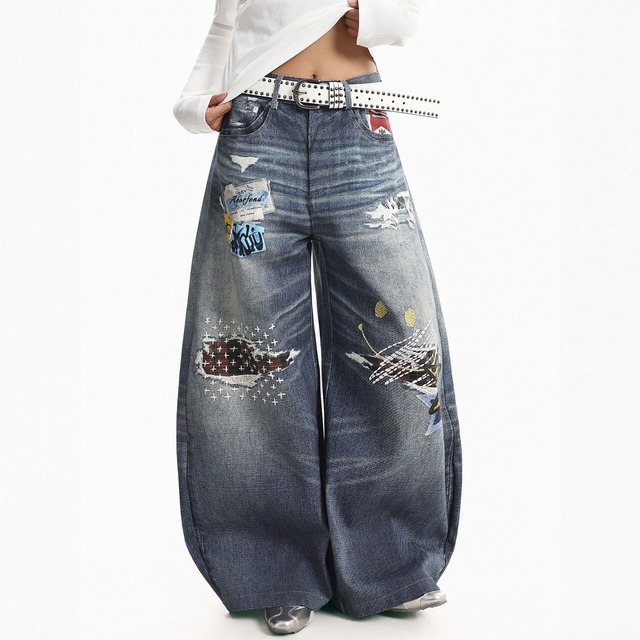 コラージュパッチフェイククラッシュパンツ 1col   R01787