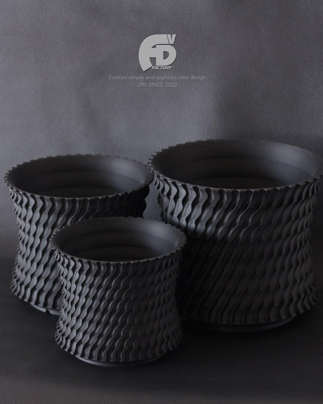 波打つ陰影が美しい3Dプリント植木鉢｜Adv-039-M (120×103)｜Shinogi