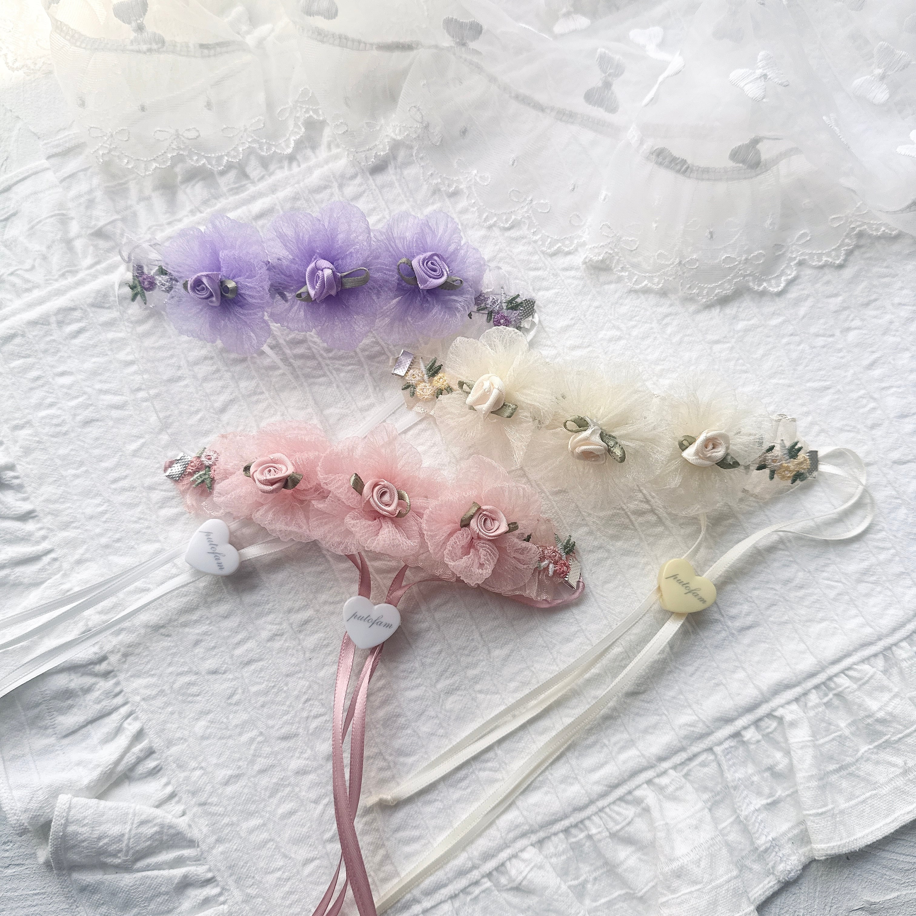 シフォンお花の ヘッドドレス