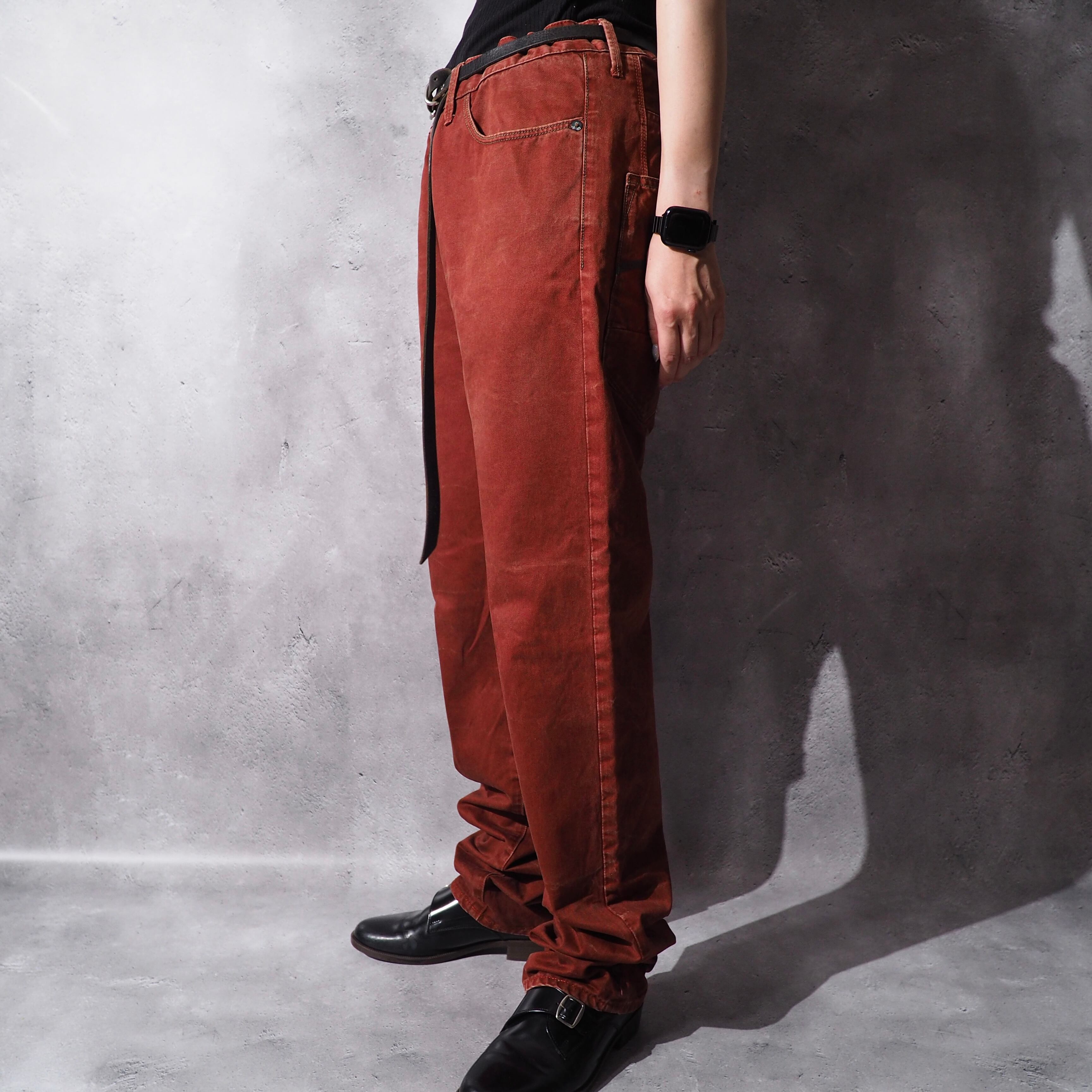 2000s ” G-STAR RAW ” Deep reddish brown dyeing cotton straight pants