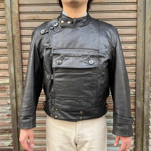 スウェーデン軍 モーターサイクルジャケット レザージャケット ブラック L 黒 ユーロ ライダースジャケット ヴィンテージ ミリタリー 本革