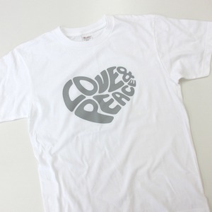 LOVE ＆ PEACE おもしろ半袖Tシャツ ms04 カワイイ ハートデザイン