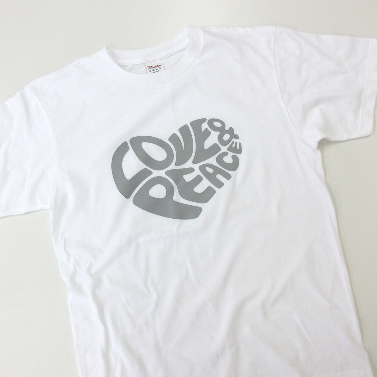 LOVE ＆ PEACE おもしろ半袖Tシャツ ms04 カワイイ ハートデザイン