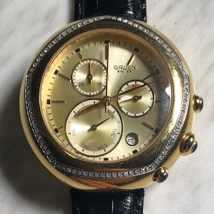 GRUEN chronograph wrist watch set with diamond