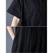 アシメトリーヘムデザイン シャツワンピース  30247