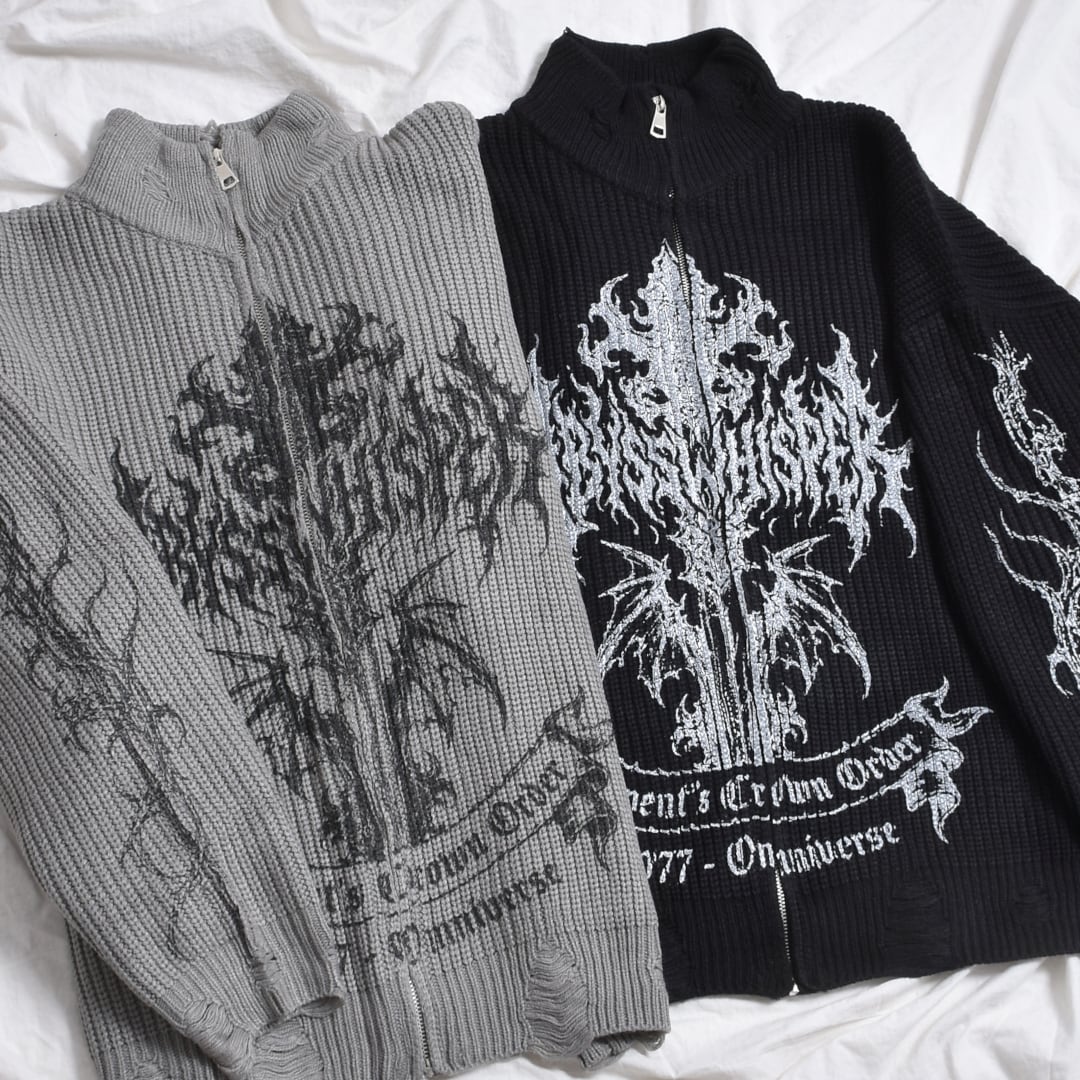 【10/14新着】GothリブニットZIPトップス(袖ロゴあり)