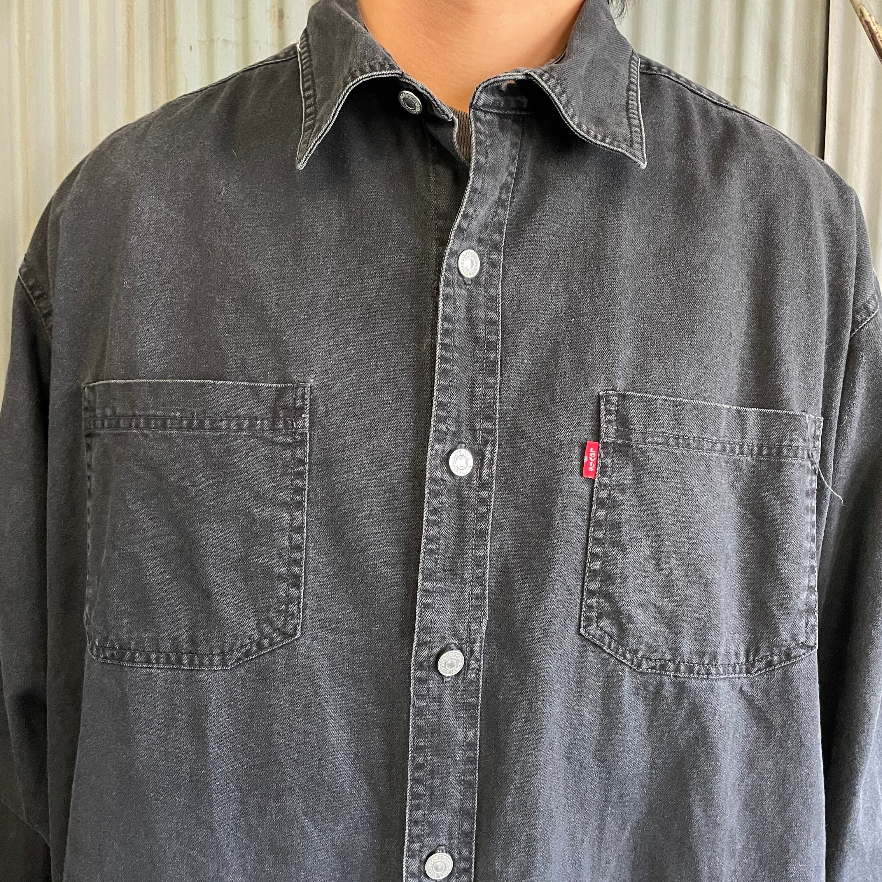 ビッグサイズ Levi's リーバイス 長袖ブラックデニムシャツ メンズXL