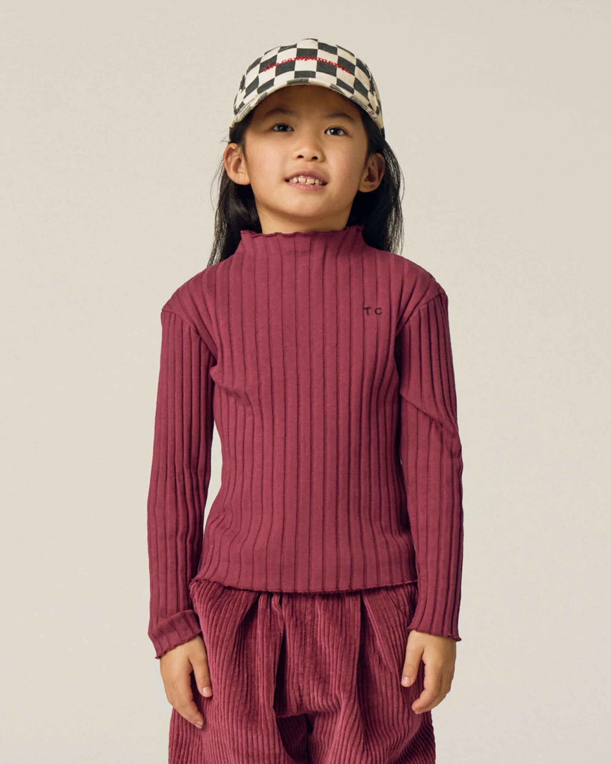 【 The Campament 26AW 】 Burgundy Rib Tshirt
