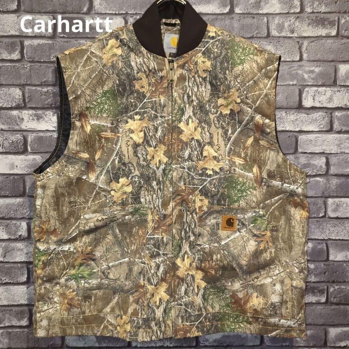 Carharttカーハート ジャケット キルティングベスト リメイク 迷彩 