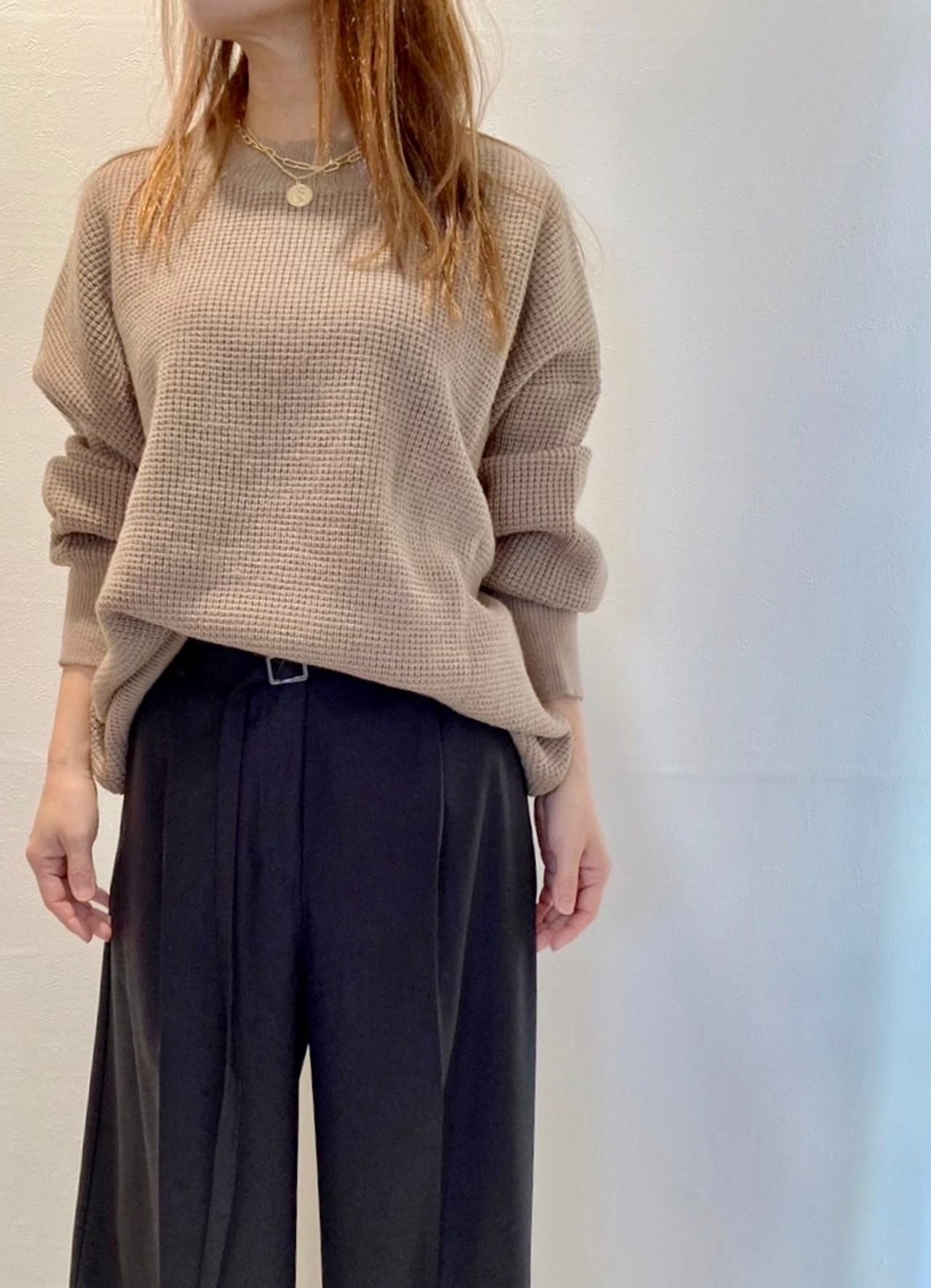 PRIORITY ワッフル編ニットトップス | selectshop CROSS