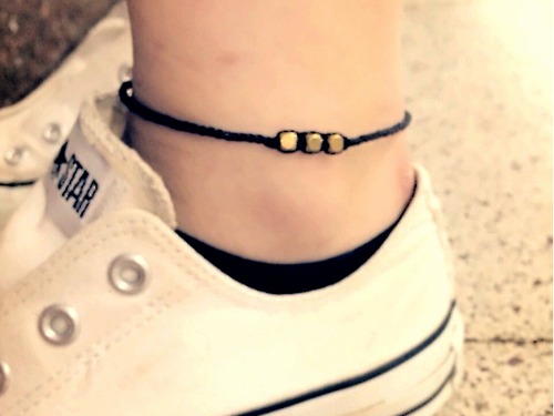 Brass Beads Misanga/Black×Gold (Bracelet/Anklet) [真鍮ビーズミサンガ]