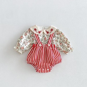 【BABY&KID】レッドストライプサロペット