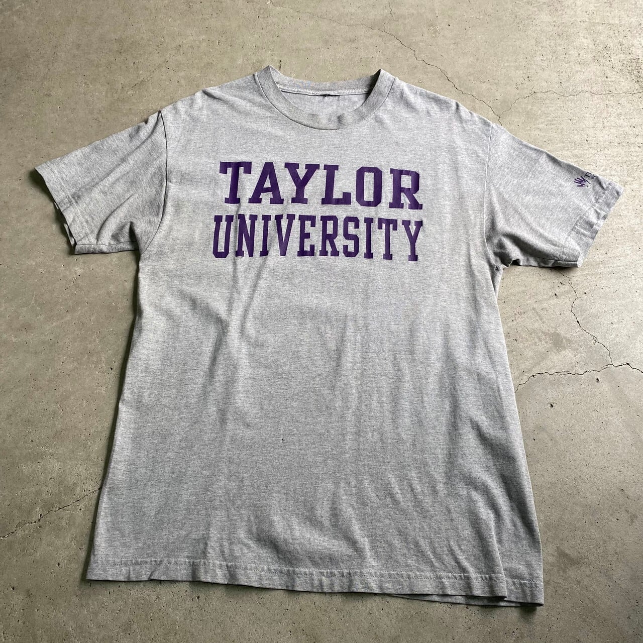 TAYLOR 大学 カレッジロゴ プリント Tシャツ メンズL相当 古着 グレー