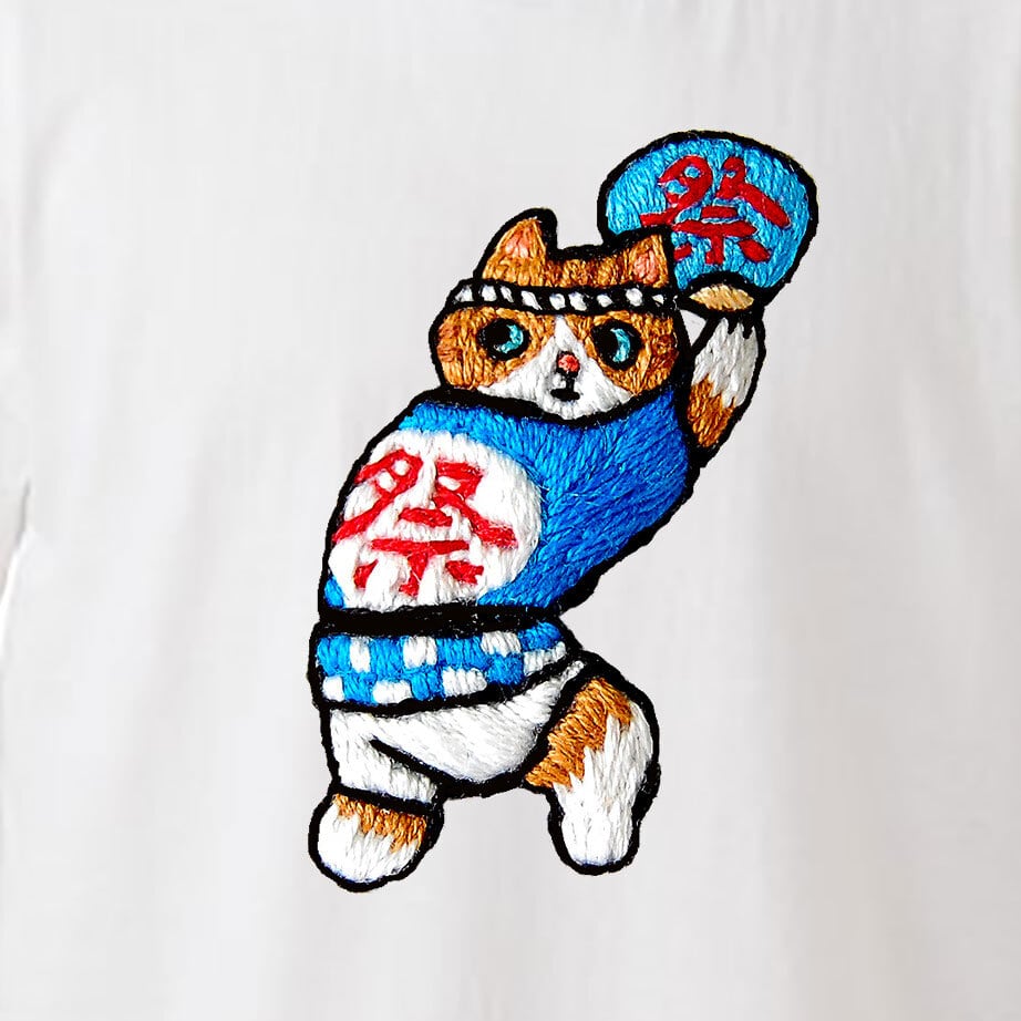 祭り猫/ Tシャツ / なかしまともみ /  -WHITE-