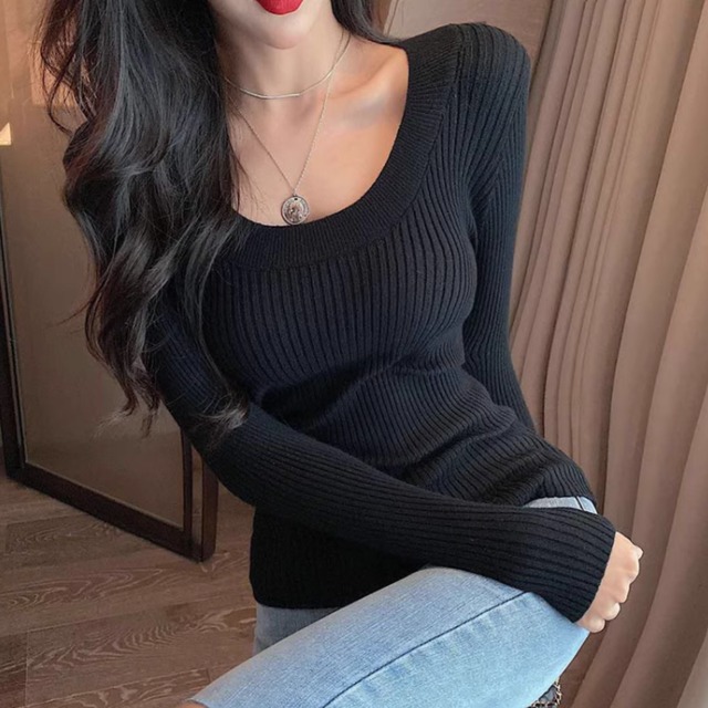 Uネックニットシャツ（10color） A0748