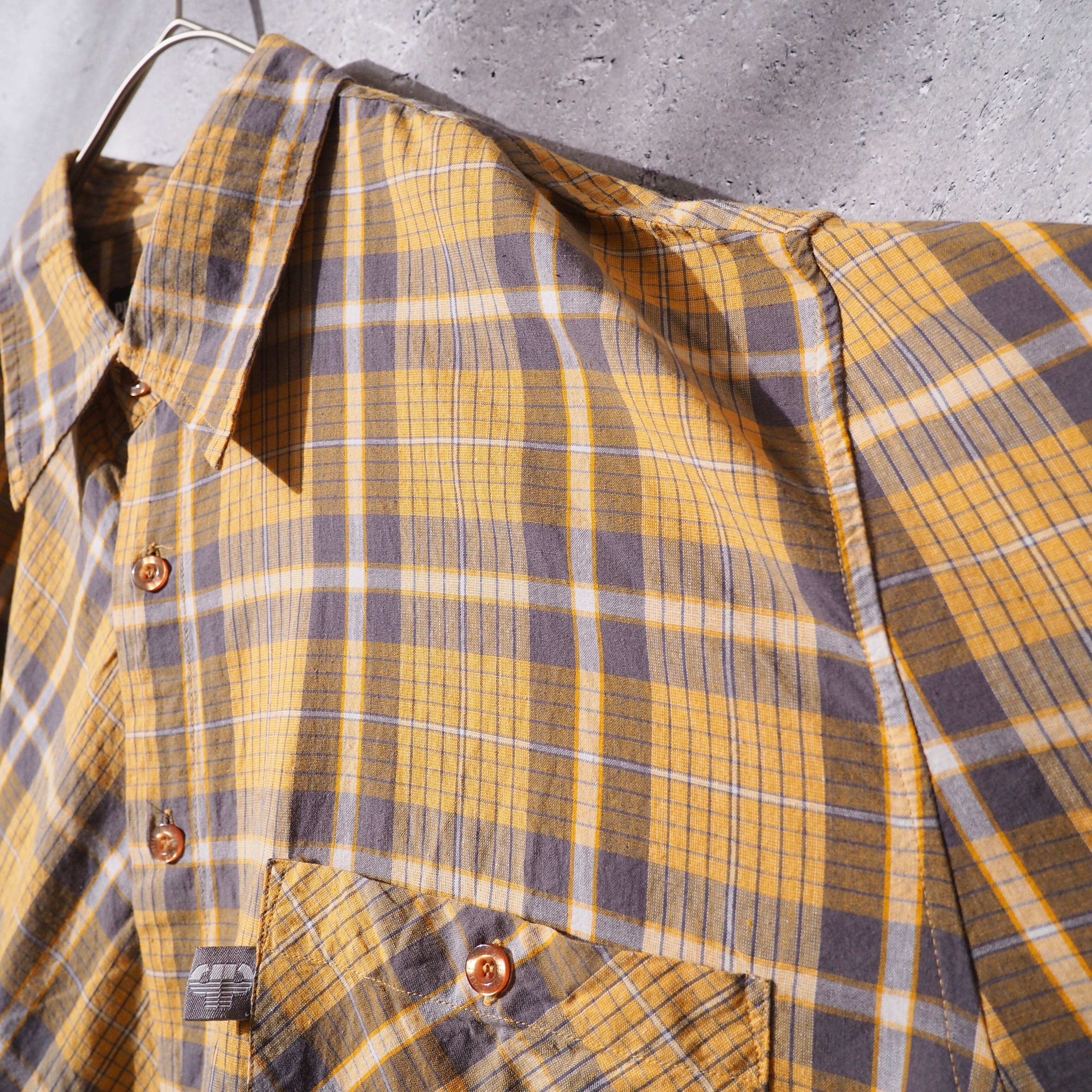1990s " PELLE PELLE " Asymmetrical × Girl printed Vintage loose Check shirt