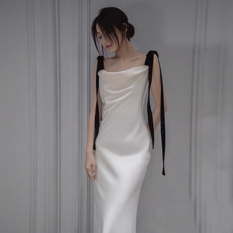 黒リボン装飾ドレス | Miharu shop美晴ドレスショップ
