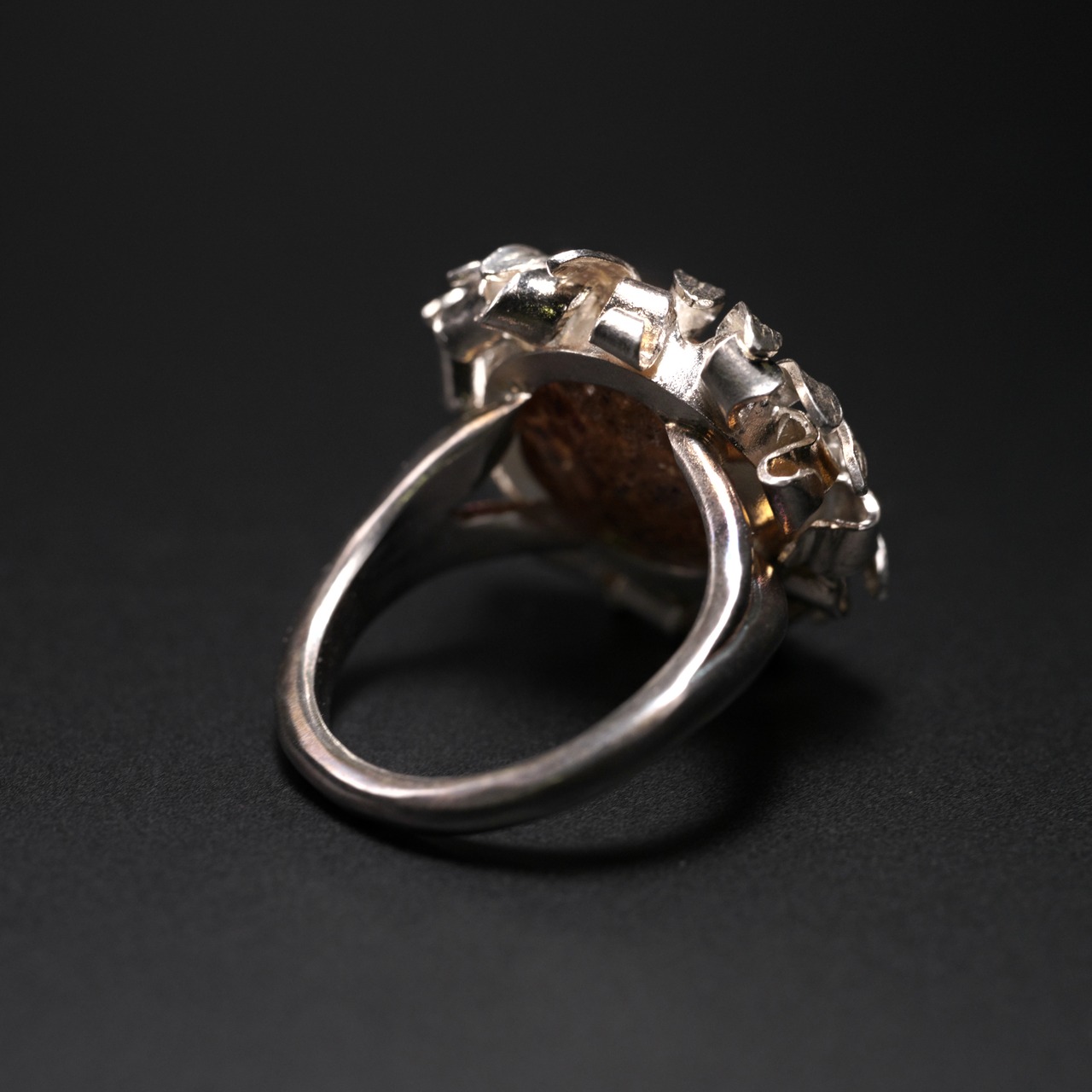 【１点もの】フラワールチルインクォーツリング ”ひまわり" #12