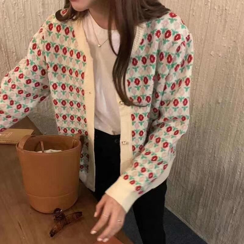 花柄カーディガン