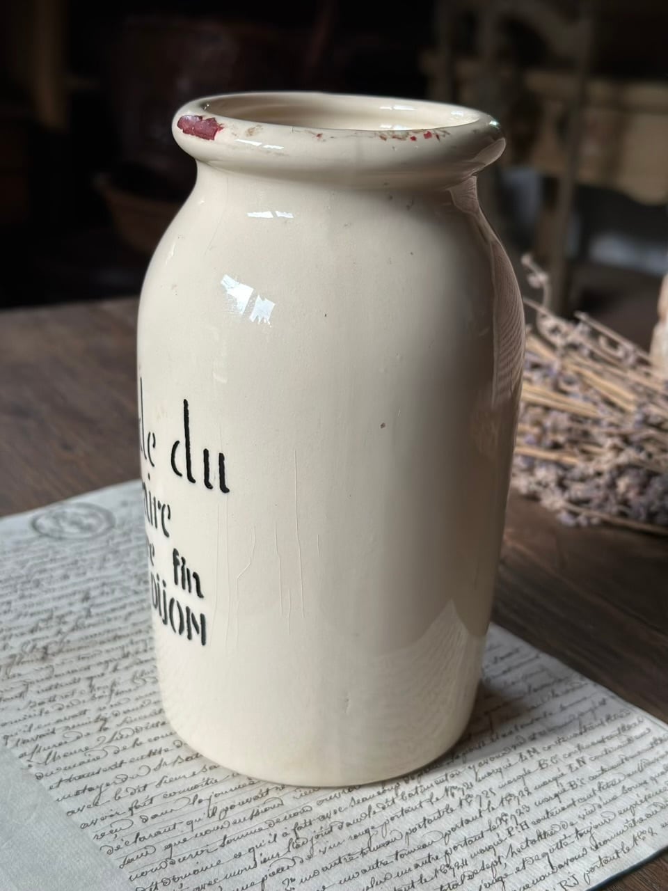 ディジョンマスタードの入れ物 陶器ポット | Brocante de La Cocotte