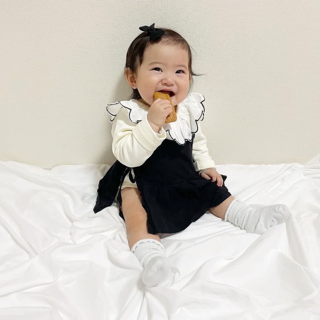 【お取り寄せ】キャンディーカラービックスカラップ襟ロンパース