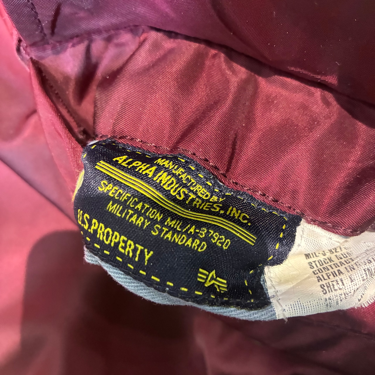 90s ALPHA INDUSTRIES MA-1 フライトジャケット バーガンディ アルファ