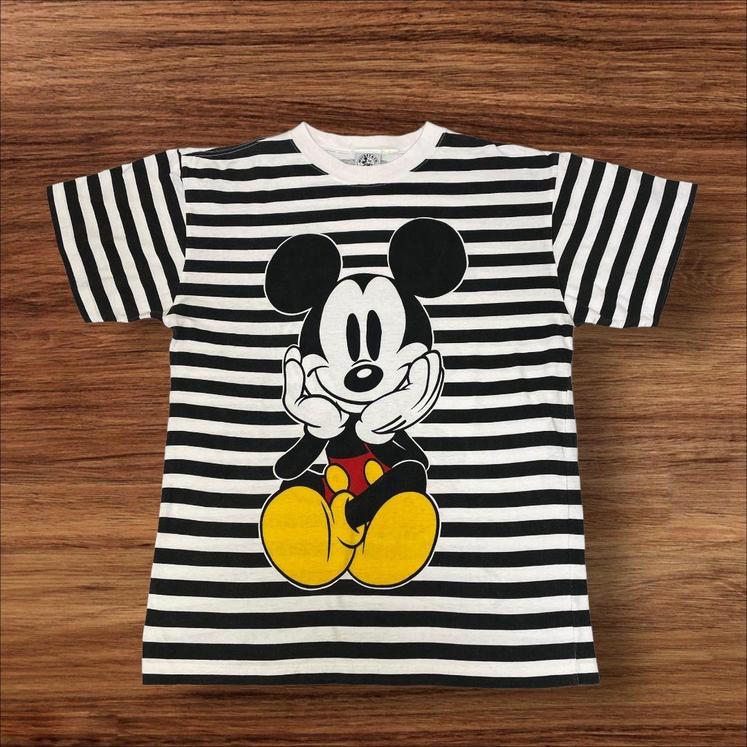 希少】Disneyミッキー&カンパニーお座りミッキー ボーダーT 希少】Disneyミッキー&カンパニーお座りミッキー ボーダーT