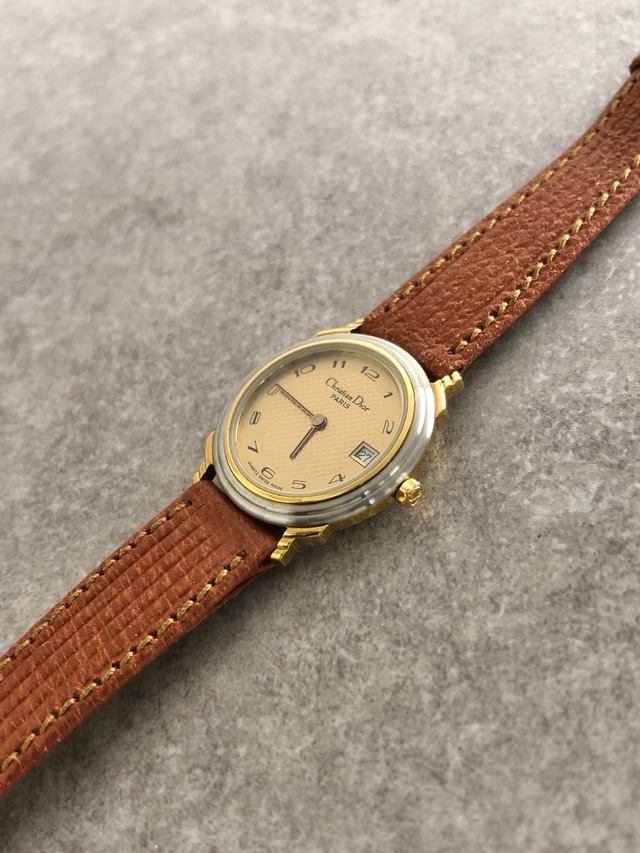 Christian Dior クリスチャン ディオール 腕時計 ブラウン レザー クウォーツ 48.12.02 vintage ヴィンテージ オールド 6ytb8u
