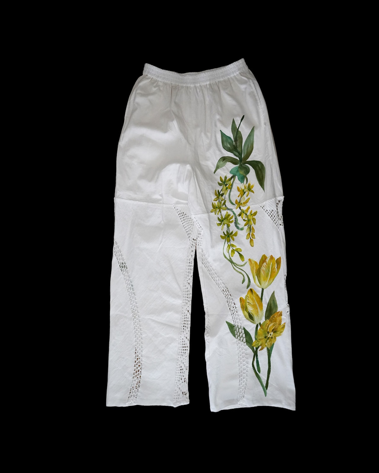 vintage lace pants yellow tulip