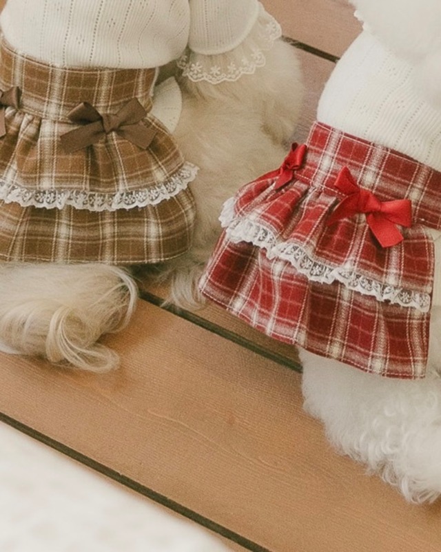 予約再販　Holly Cottage Check Skirt　韓国犬服