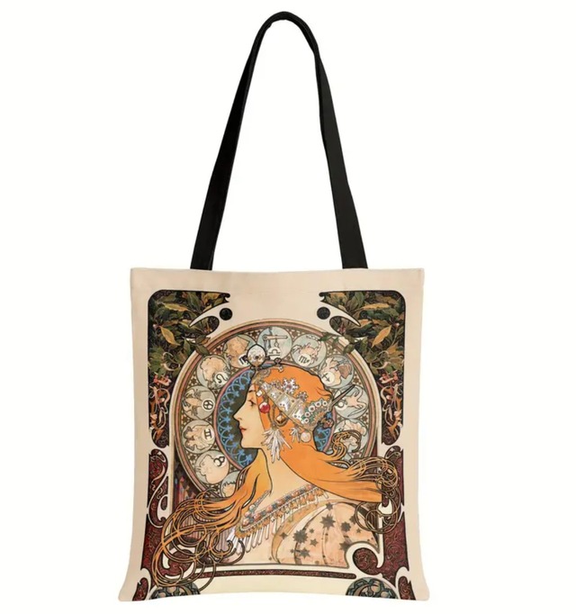 ミュシャ プリントトートバッグ A4サイズ ①