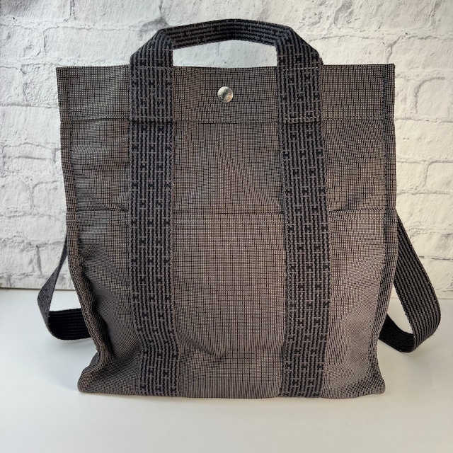 【最終処分SALE】HERMES エルメス エールライン アドMM キャンバス バッグ グレー A-5388
