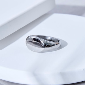 316L signet round ring【SILVER 】#r92