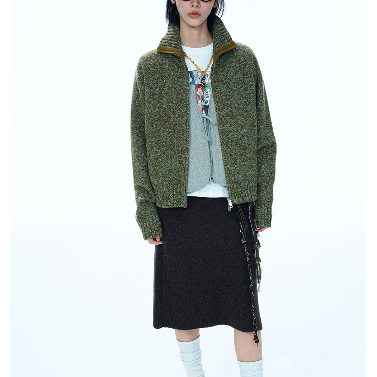 Zip Up Knit Jacket T3936