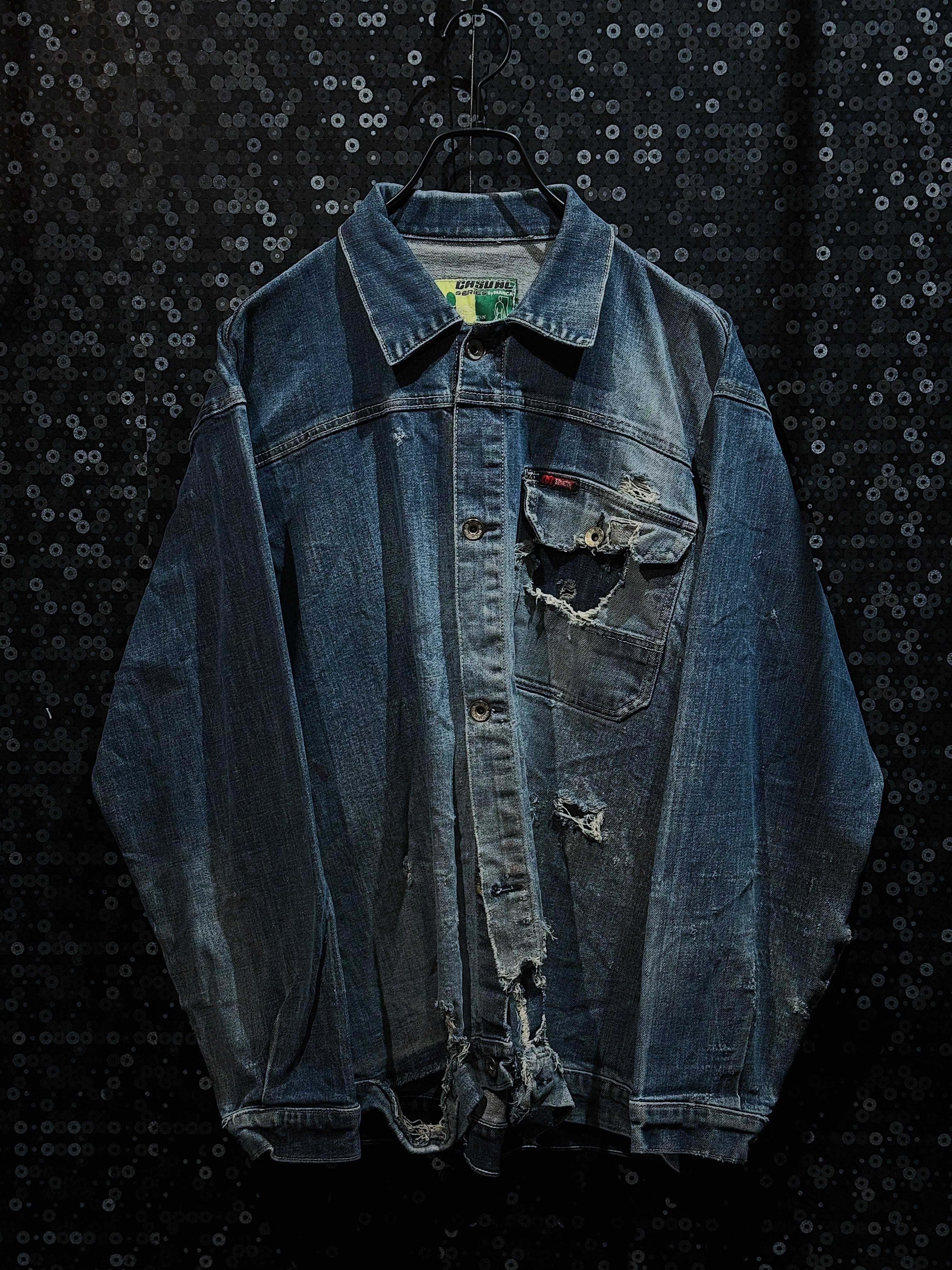 "CASUAL SERIES by MARCA"vintage Damage processing denim jacket