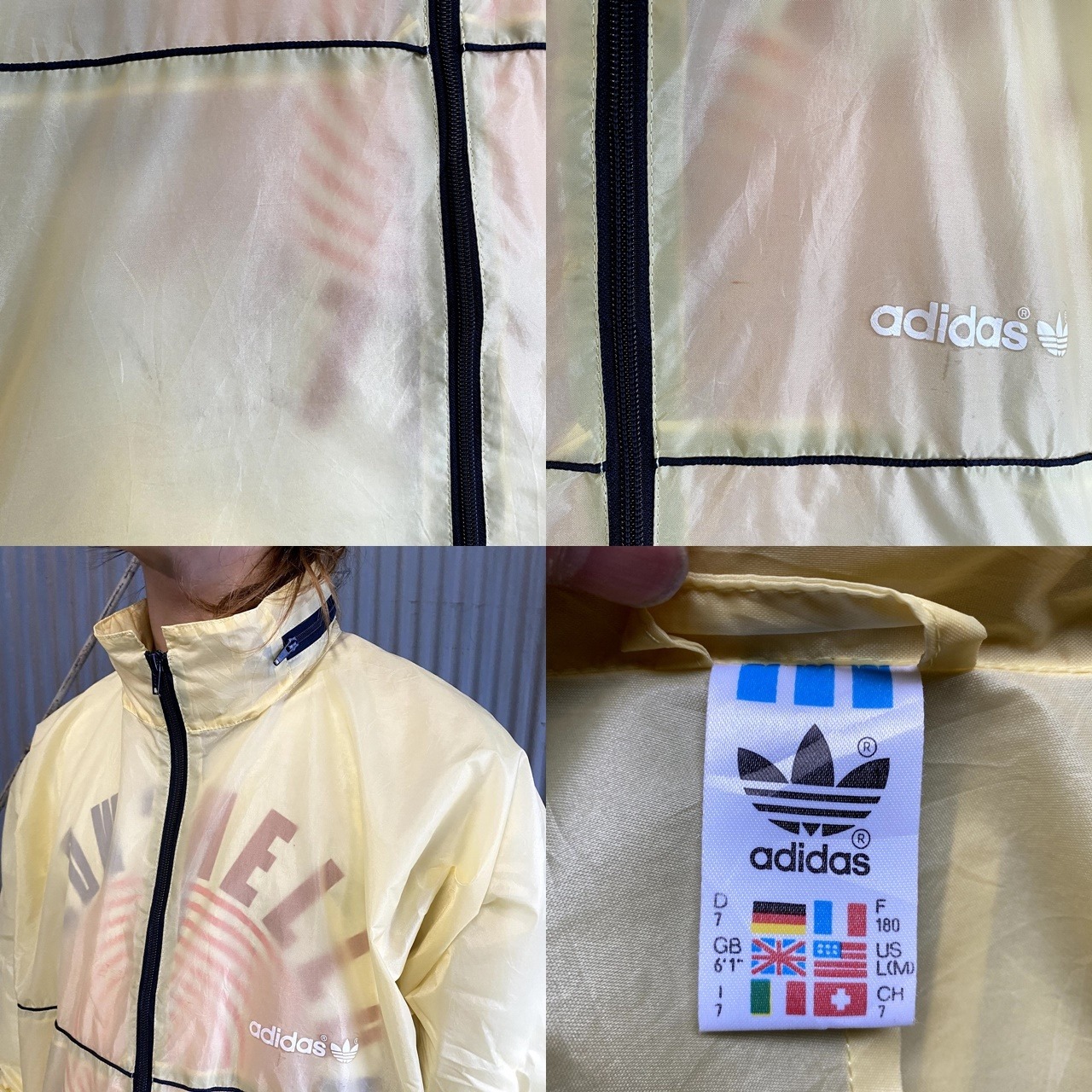 80年代 adidas アディダス トレフォイルロゴ プリント スースルー 