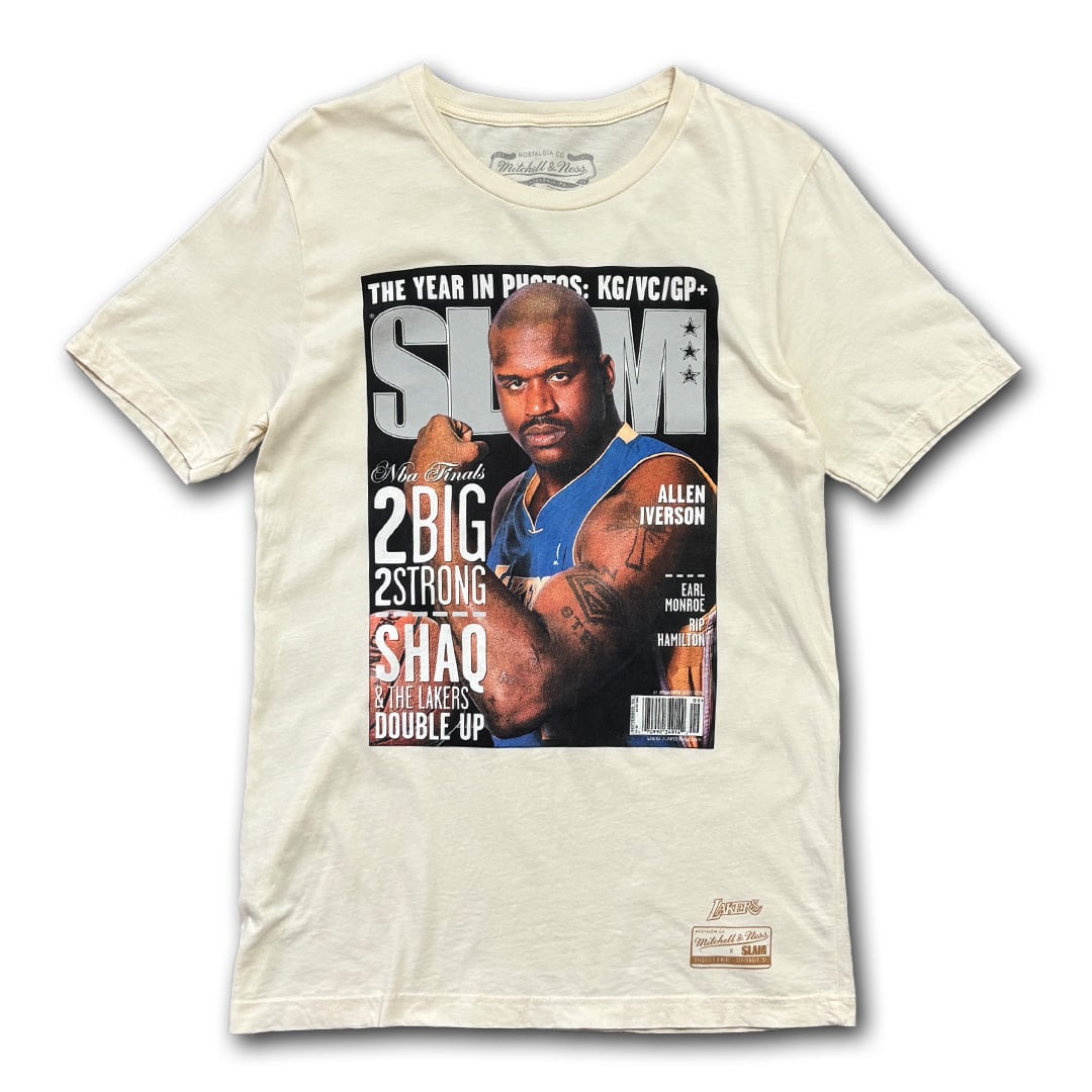 Shaquille O'Neal 【Los Angeles Lakers】 SLAM Printed T-Shirt. Mitchell & Ness