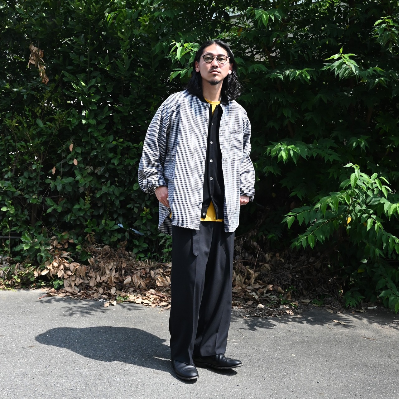 グーチギンガムチェックロングスリーブシャツデッドストック秋スタイル