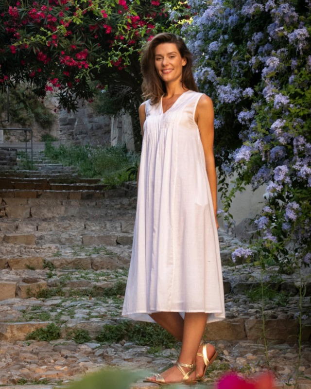 【ZEN ETHIC】Vネックノースリーブワンピース / WHITE